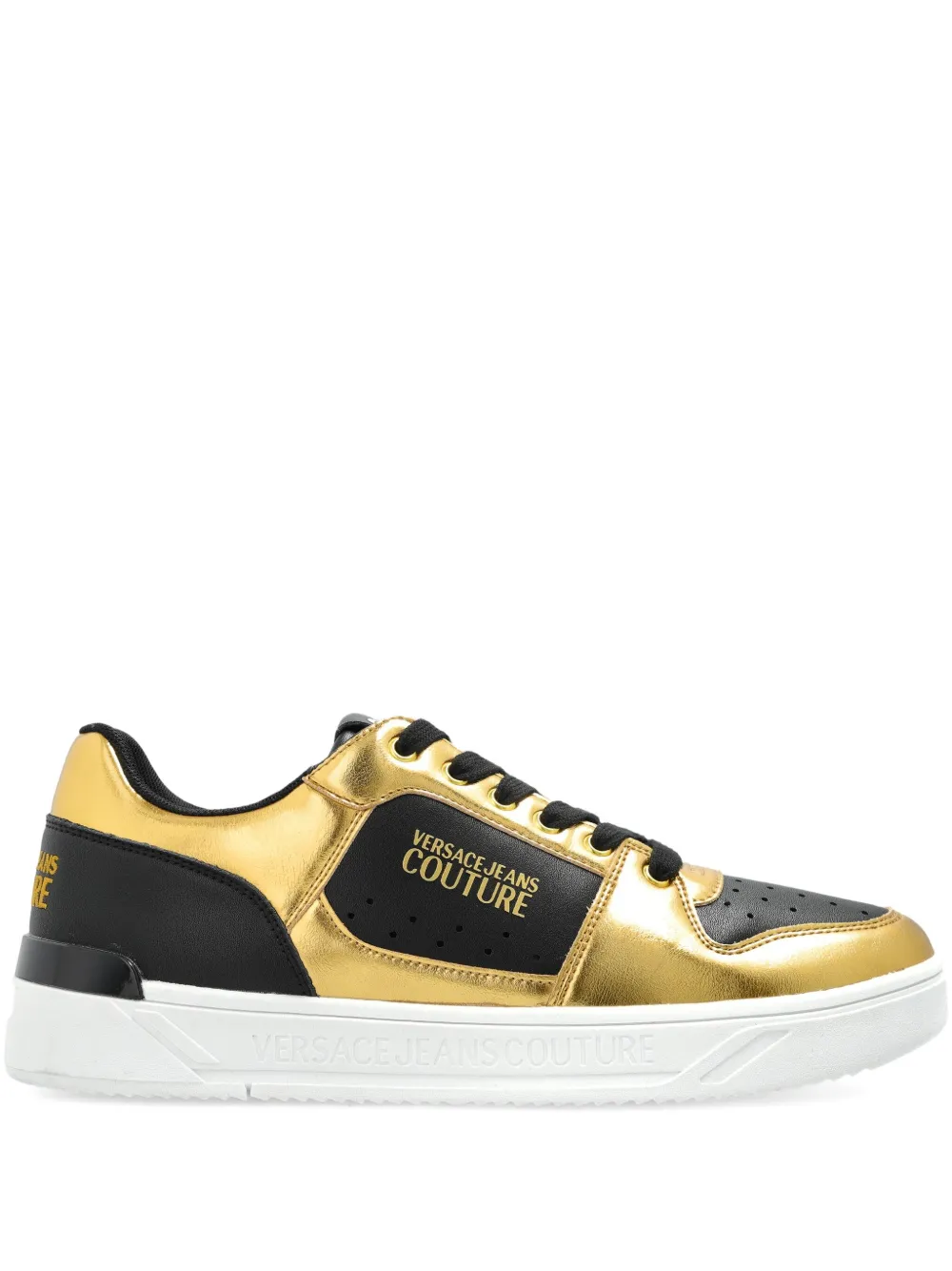

Кроссовки со вставками и эффектом металлик Versace Jeans Couture, золотой