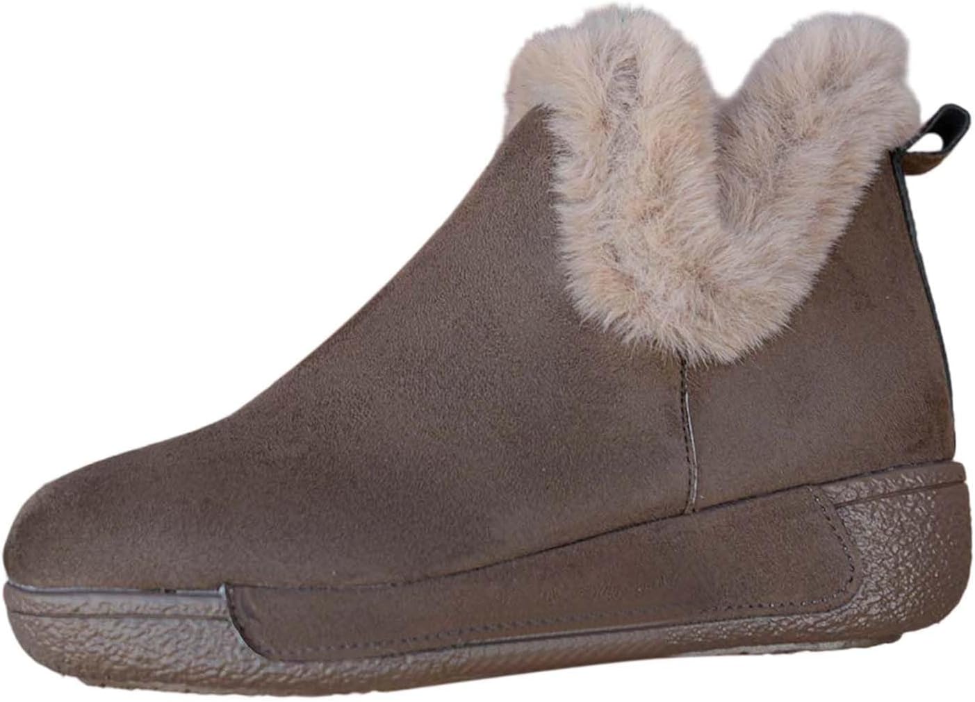 

Женские зимние ботинки на снег Удобная подкладка из флиса Мемори-форма Ботильоны на щиколотку Теплые пушистые Легко надеваются Для дома и улицы Широкая колодка Короткие ботинки Baxtayel, темно-коричневый