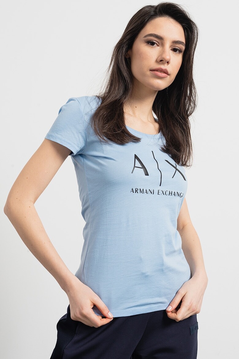 

Приталенная футболка с логотипом Armani Exchange, синий