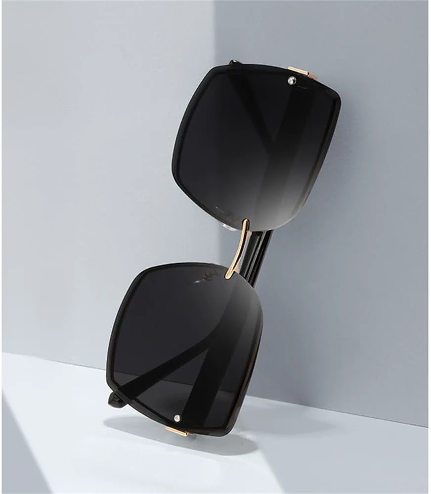 

Солнцезащитные очки для женщин с крупной оправой, градиентная металлическая оправа, дорожные солнцезащитные очки для мужчин, защита от УФ-излучения UV400 HDUBFY, 3