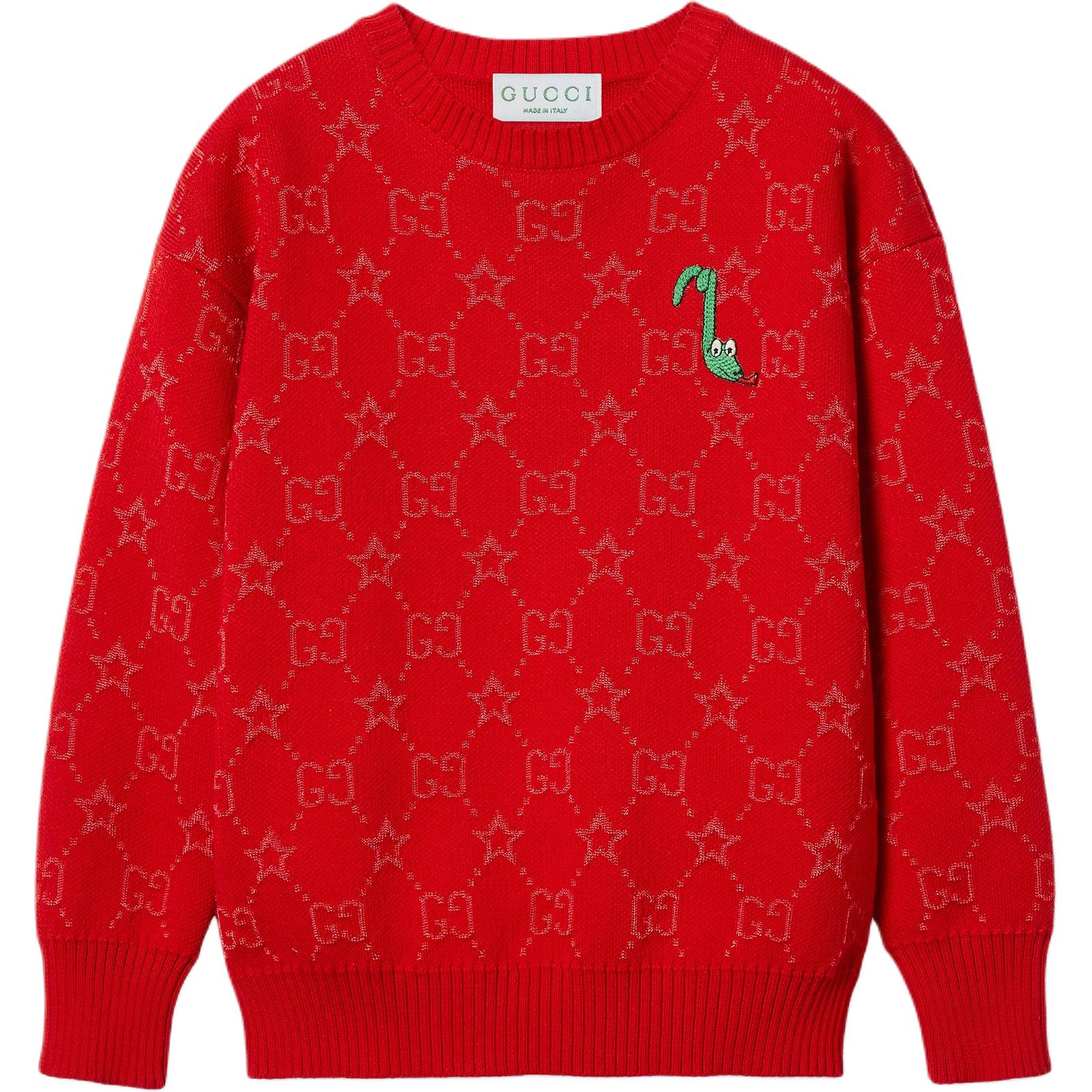 

Детский свитер с круглым вырезом, средней жесткости Gucci, красный