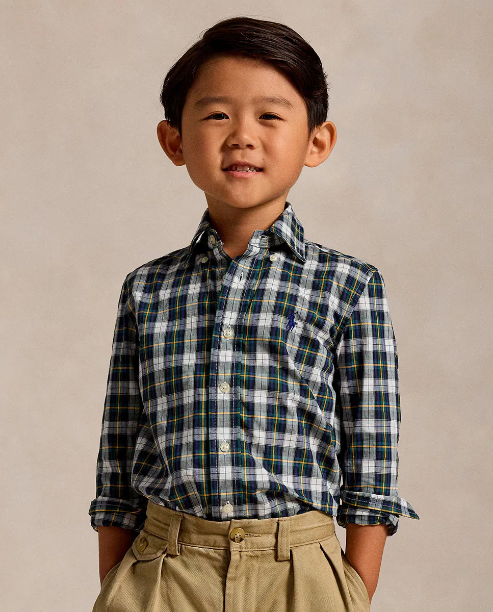 

Рубашка для мальчика в клетку из хлопка Polo Ralph Lauren, мультиколор