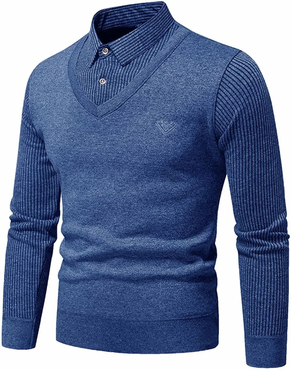 

Мужской свитер с воротником и пуговицами AQAYL