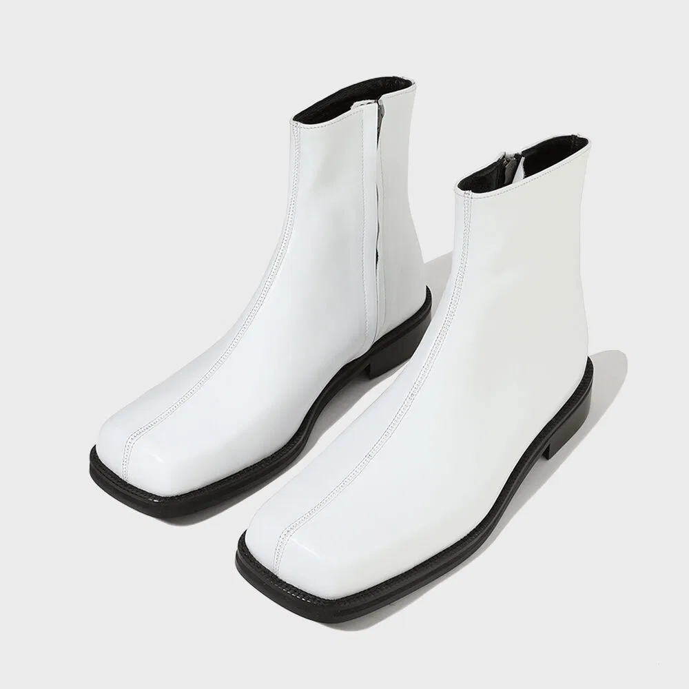 Мужские кремово-белые ботинки Basic Rubber Sole Square Toe Zip-Up от Firenze.A
