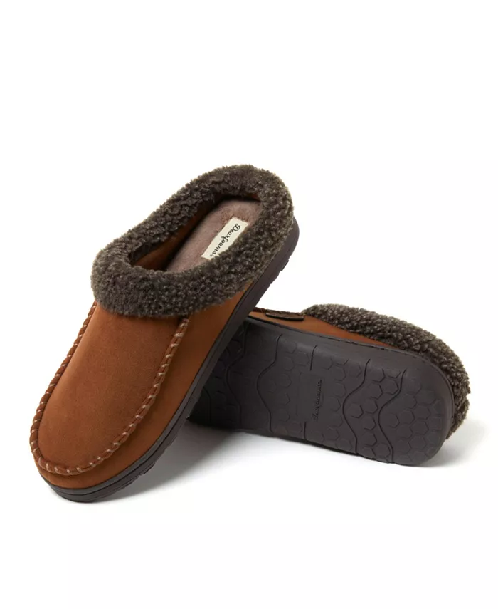 Мужские домашние тапочки-клоги Moccasin Toe из микро-замши Dearfoams, коричневый — фото 2