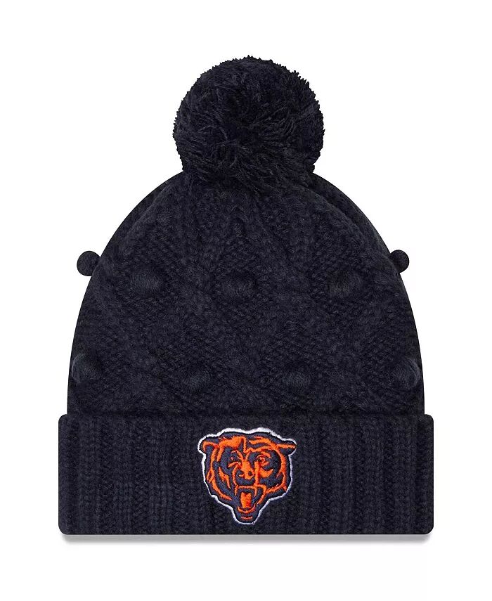 

Женская темно-синяя вязаная шапка Chicago Bears Toasty с манжетами и помпоном New Era, синий