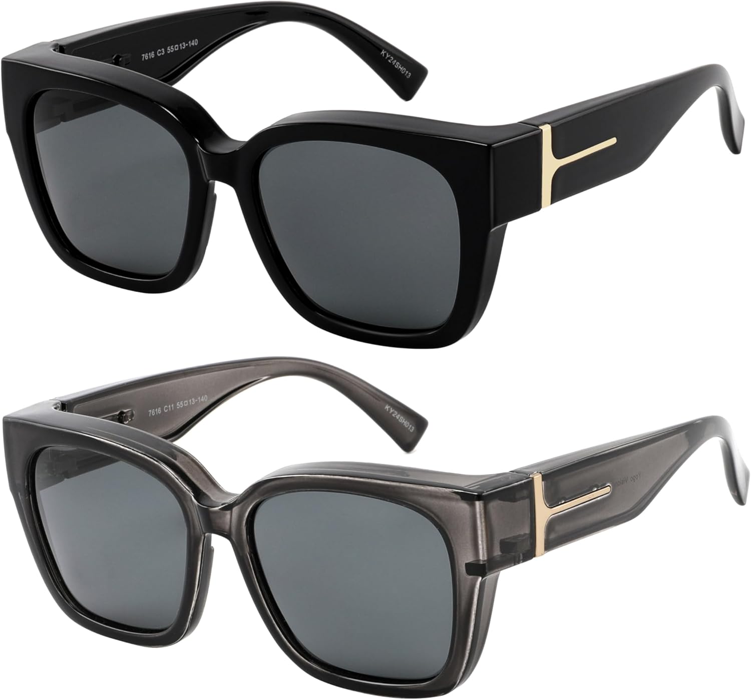 

Поляризованные солнцезащитные очки Yogo Vision для ношения поверх обычных очков, подходят для женщин и мужчин, обеспечивают 100% защиту от УФ-излучения, 2 Pack: Black Frame With Grey Lens, Grey Frame With Grey Lens