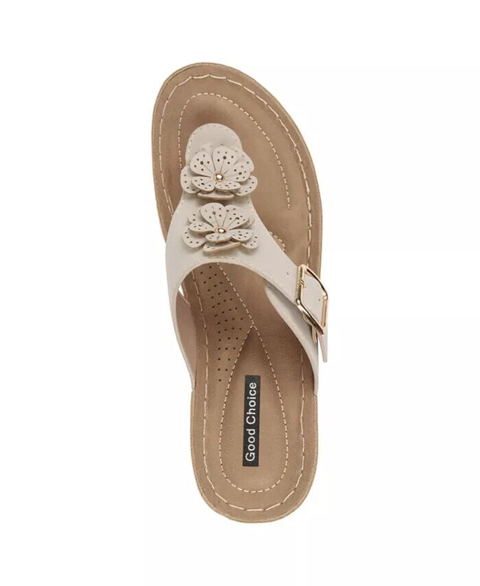 Женские босоножки Narbonne Flower на танкетке GC Shoes, коричневый/бежевый — фото 4