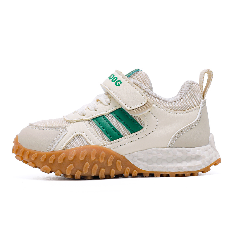 

Низкие детские повседневные противоскользящие износостойкие туфли для детей 3-7 лет BOBDOG, бежевый/зеленый