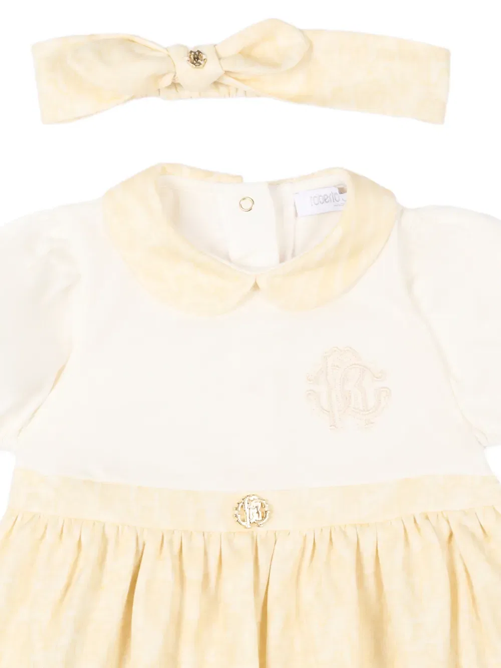 Платье с вышитым воротником (комплект из двух штук) Roberto Cavalli Junior, желтый — фото 3