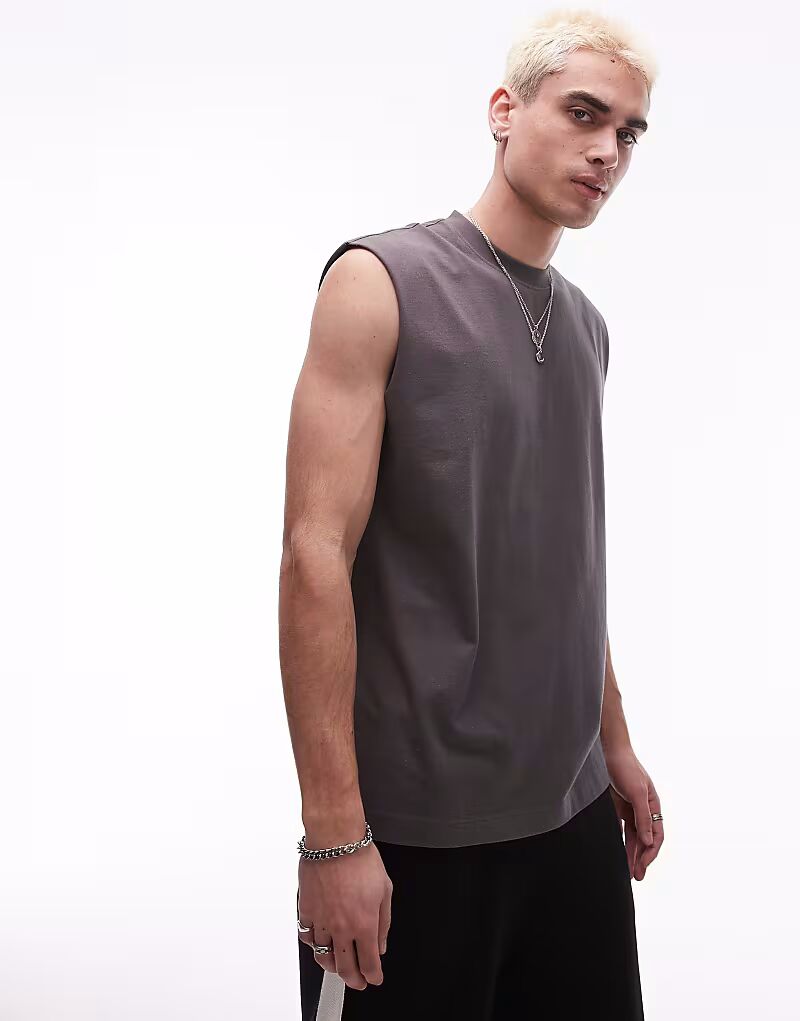 

Футболка Topman свободного кроя без рукавов серого цвета
