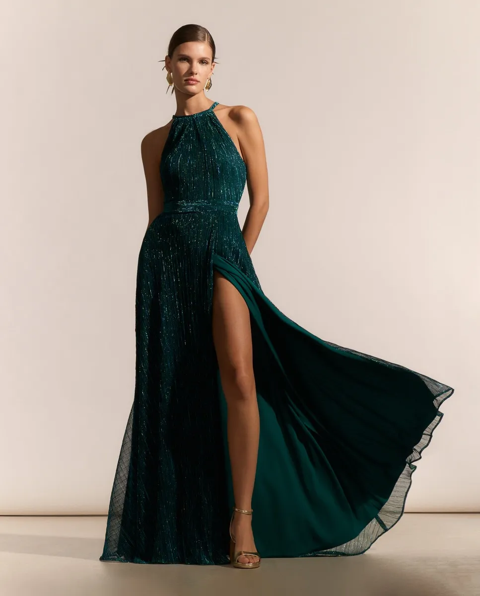 

Длинное трикотажное платье с люрексом Woman Fiesta El Corte Inglés, зеленый
