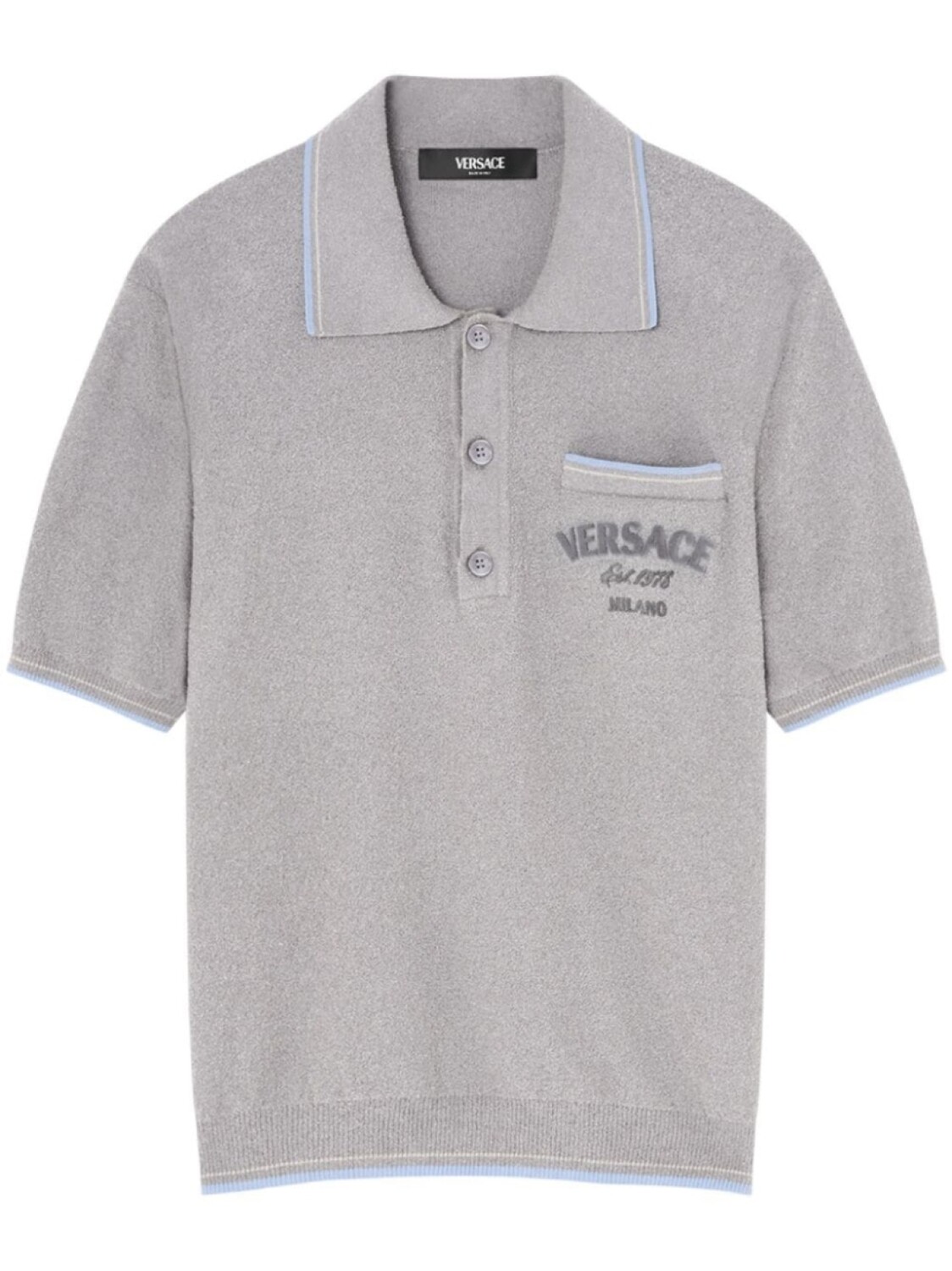 

Versace махровая рубашка поло с логотипом, серый
