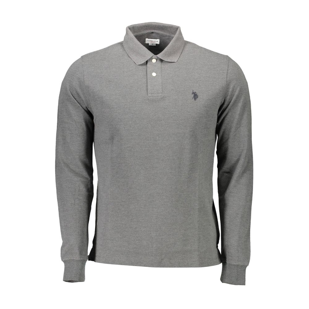 

Серая хлопковая рубашка-поло U.S. Polo Assn., серый
