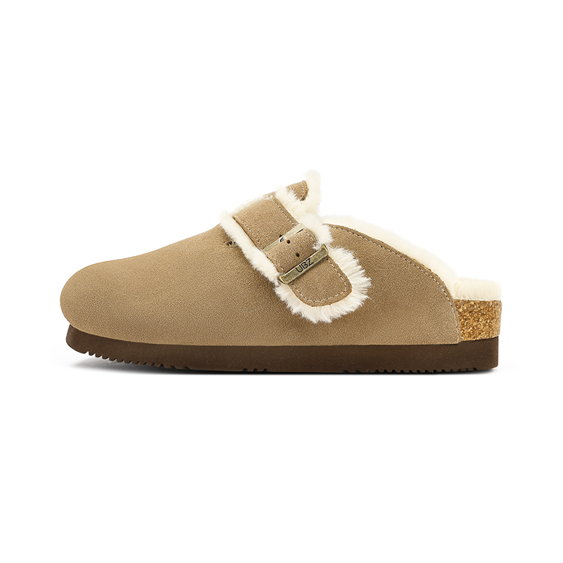 

UBZ Закрытые тапочки для пар унисекс хаки на флисе платформа, цвет Khaki - Fleece-lined - Platform