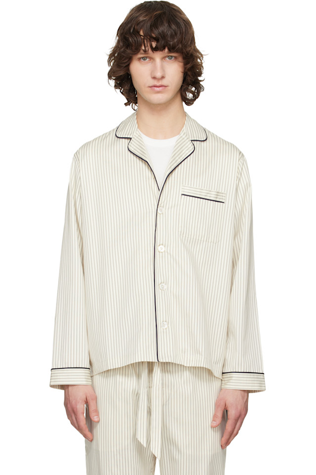 

Tekla Пижамная рубашка из атласа бежевого цвета с длинными рукавами