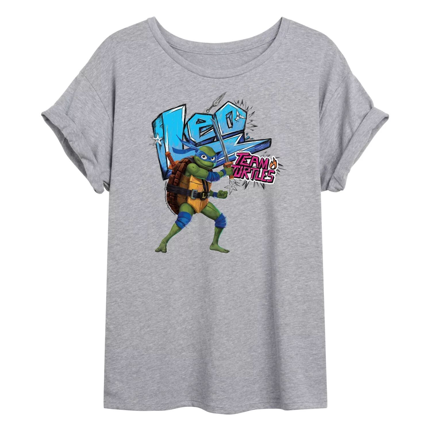 

Футболка с струящимся рисунком Лео для подростков TMNT Teenage Mutant Ninja Turtles Mutant Mayhem Leo Licensed Character, серый