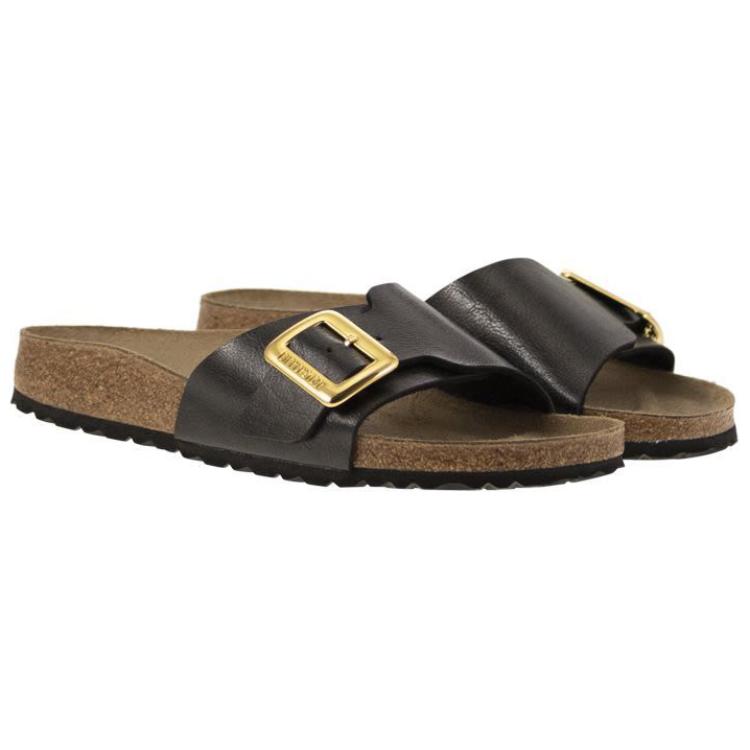 Birkenstock Мадридские сланцы с большой пряжкой женские черные, цвет Black — фото 2