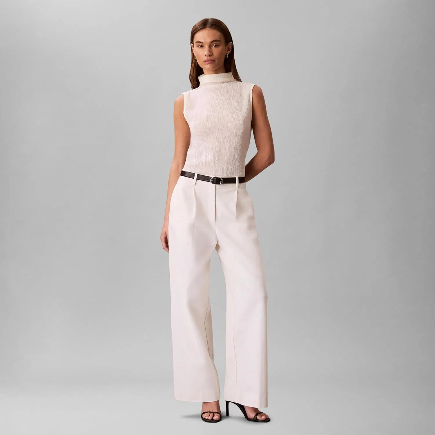 Топ, текстурированный трикотаж, Calvin Klein, античный белый — фото 2