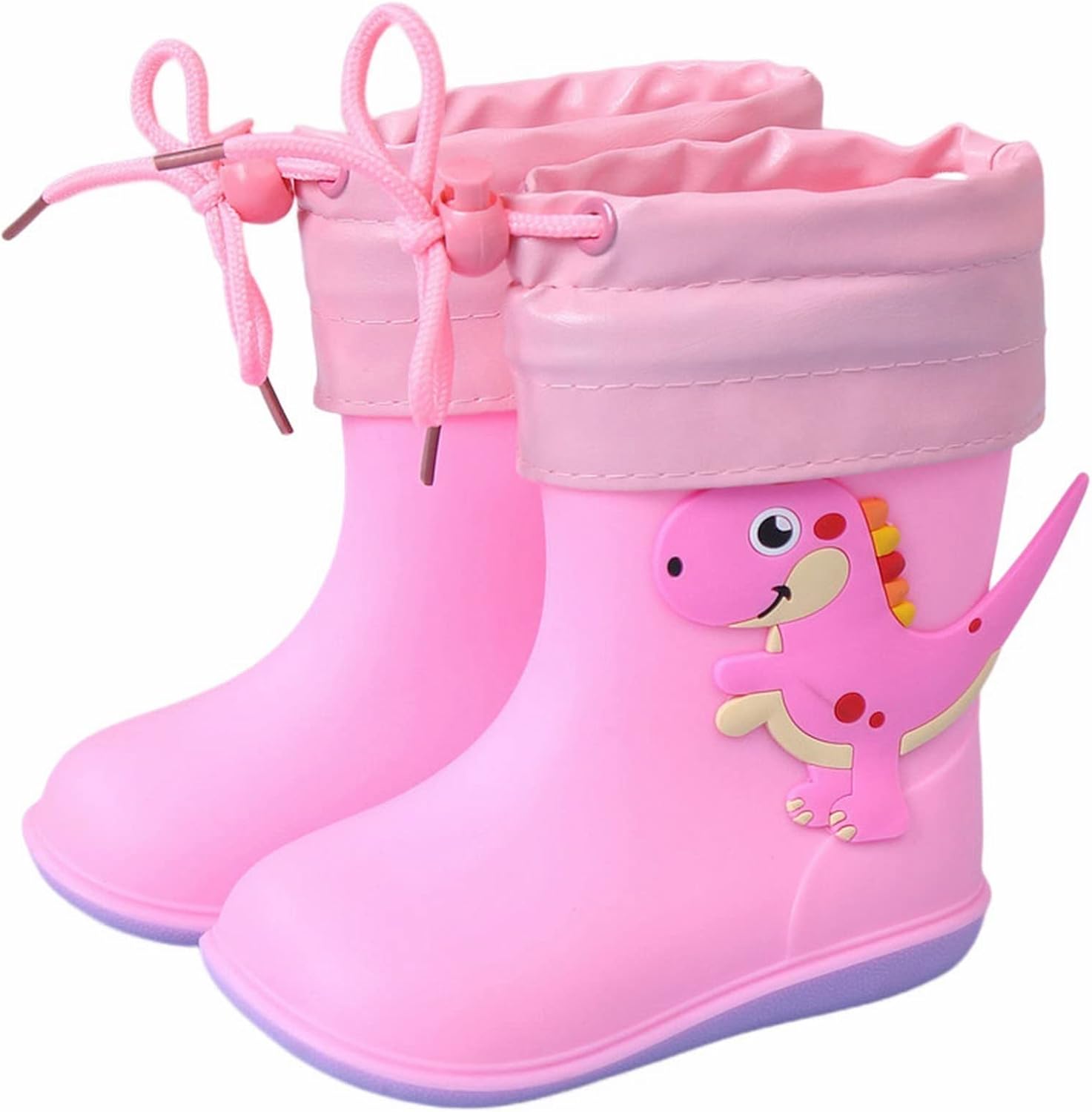 

Детские резиновые сапоги для малышей, водонепроницаемые с динозаврами, для девочек и мальчиков, унисекс, детские дождевые сапоги Generic, розовый