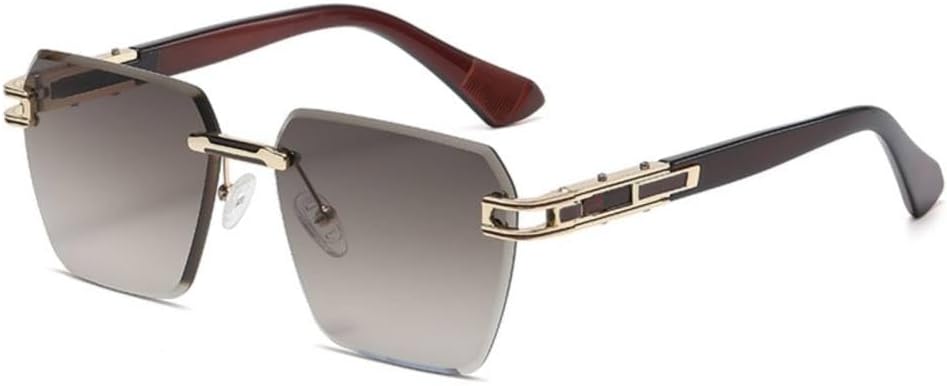 

Солнцезащитные очки без оправы квадратной формы для женщин, солнцезащитные очки без оправы для мужчин, линзы с градиентом, металлическая оправа, маленькие очки generic, C18 Gray Brown