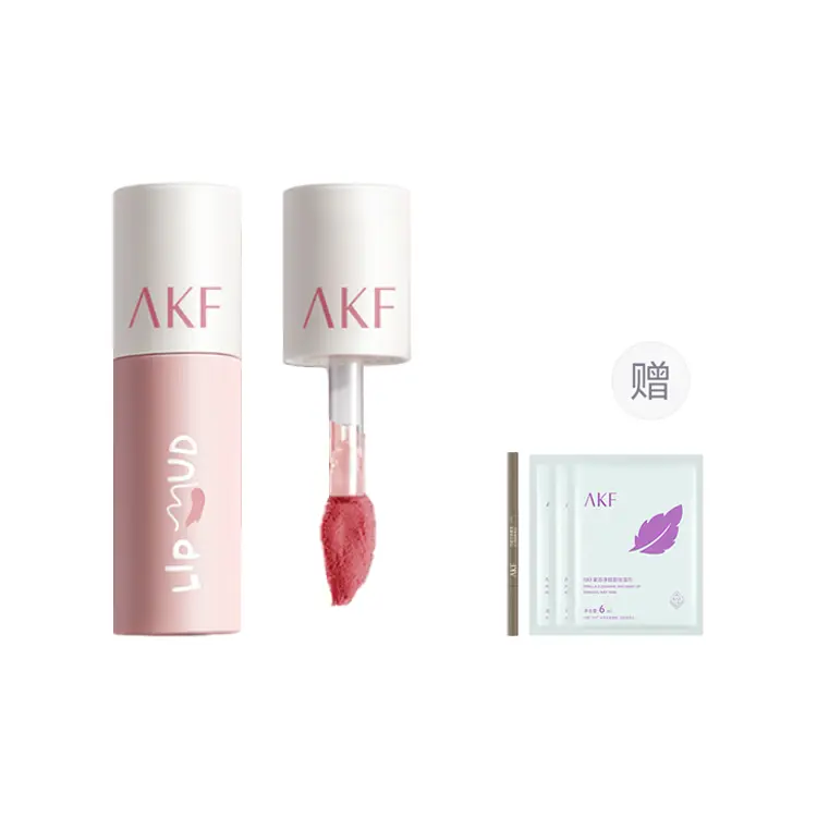 

Матовый блеск для губ Lip Clay с эффектом осветления, легко растушевывается, стойкий AKF, Cinnamon красный M01+Eyebrow Pencil 01+Makeup Remover Wet Wipes 18ml