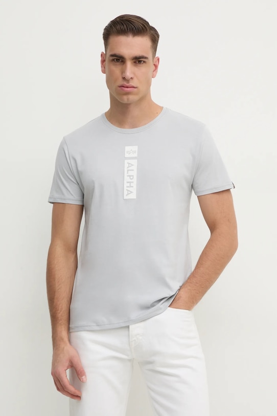 

Хлопковая футболка Alpha Industries, серый