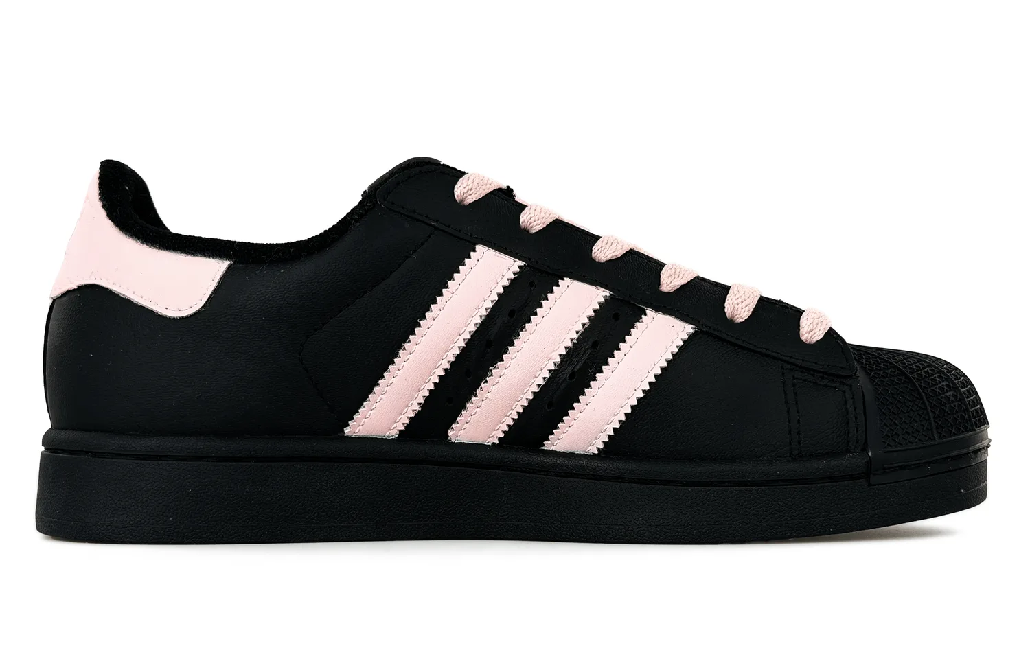 Adidas Originals Superstar 2 Leather Abrasion Resistant низкие детские скейтбординг кроссовки Black Pink — фото 4