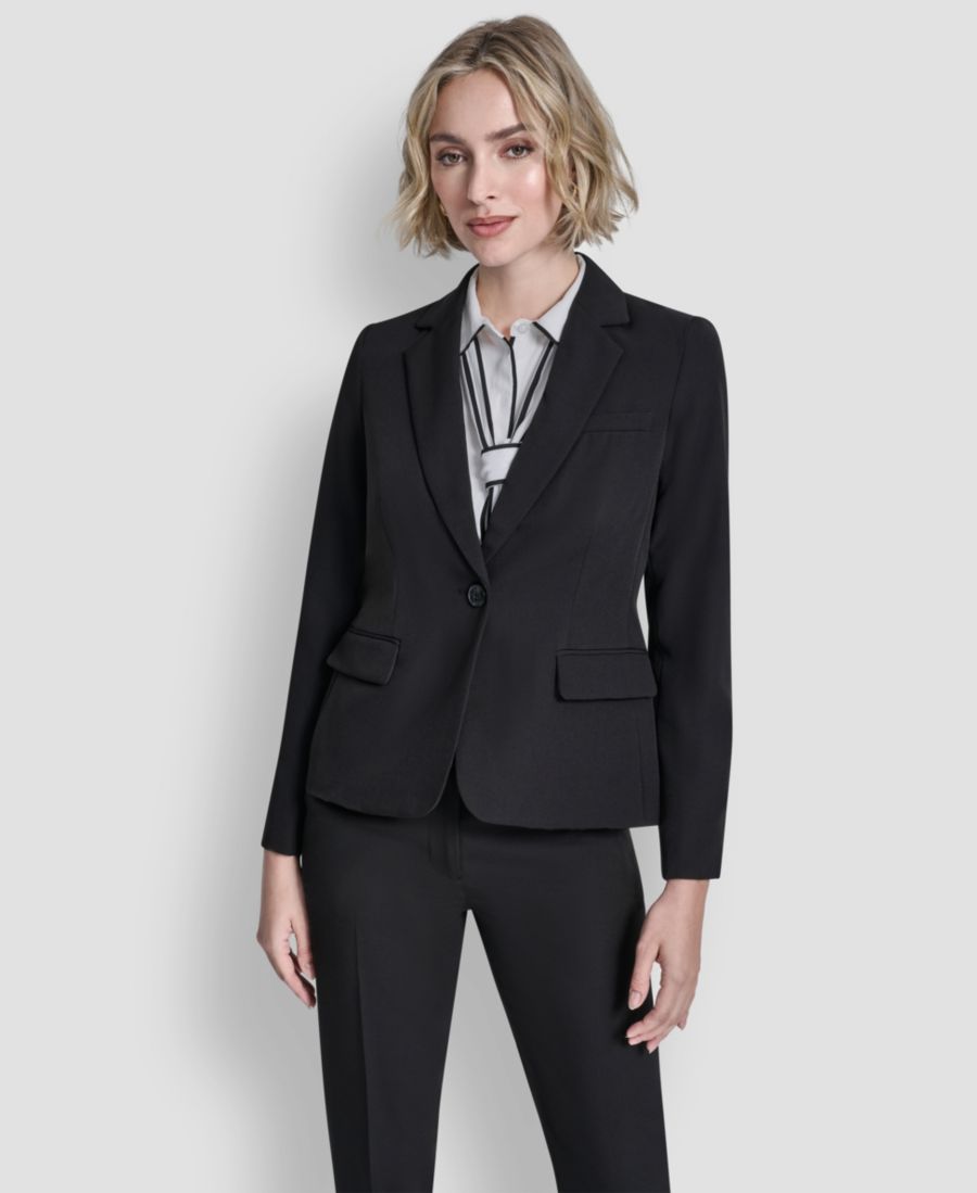 

Пиджак с воротником-стойкой и одной пуговицей DKNY, Jet Black