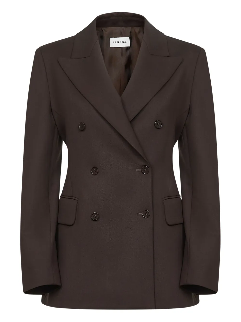 

Двубортный шерстяной пиджак P.A.R.O.S.H., коричневый