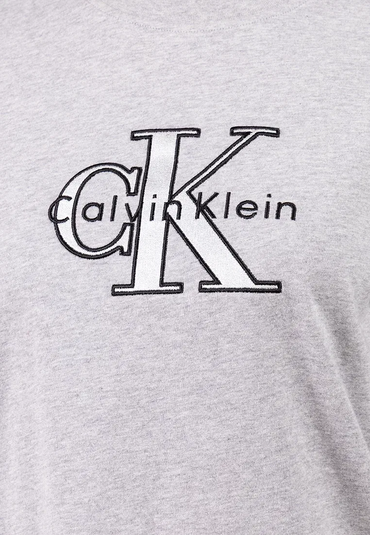 Футболка с длинным рукавом, монограмма, Calvin Klein Jeans, серый — фото 3