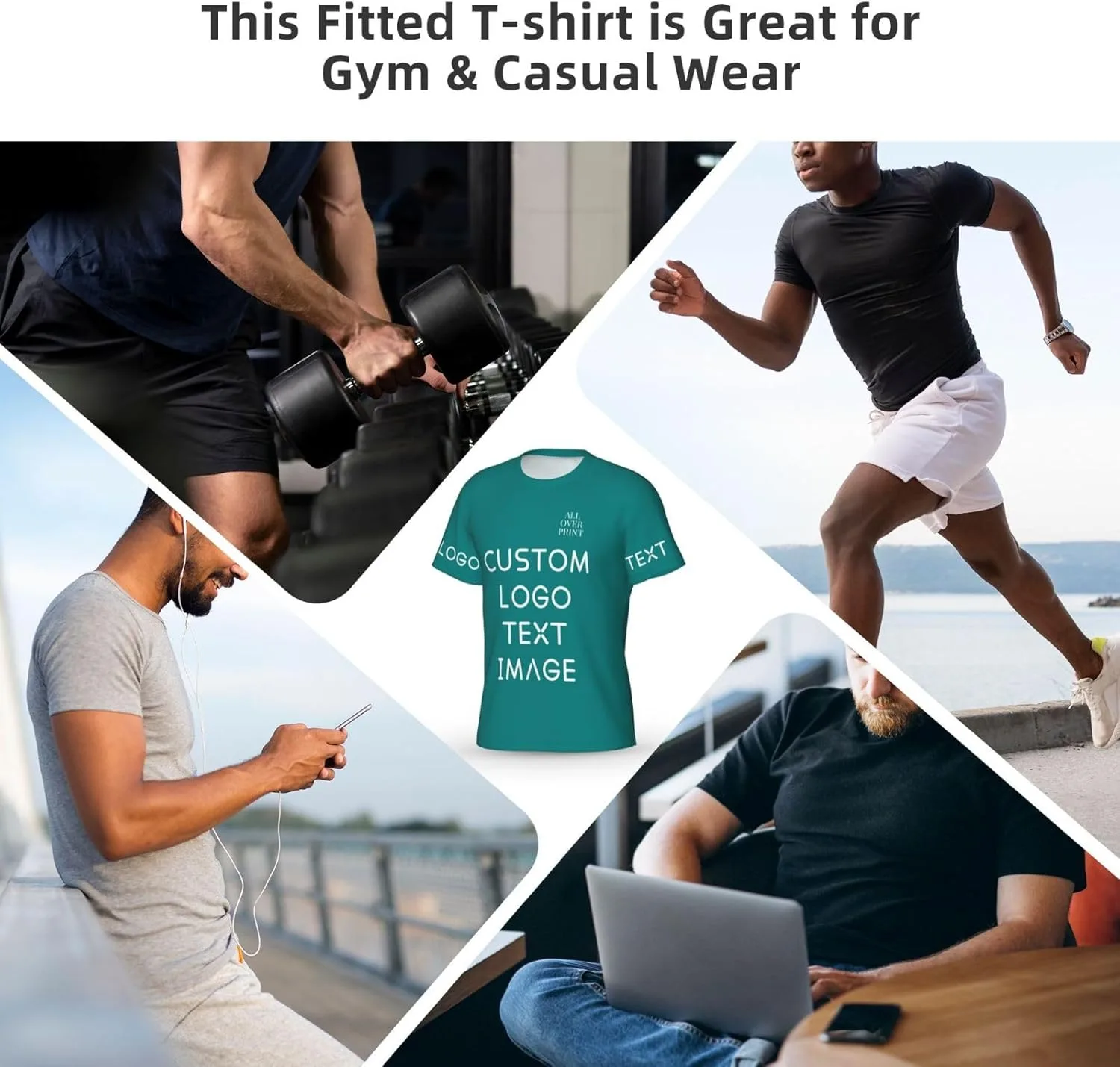 Футболка с полной запечаткой Custom T Shirts с логотипом — фото 2