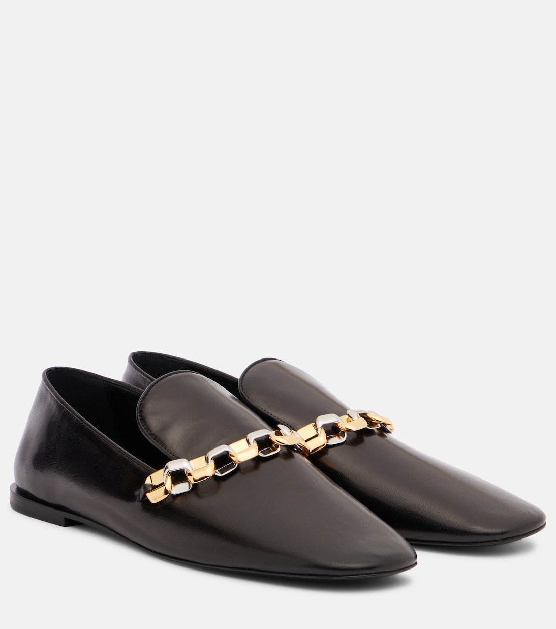 Кожаные лоферы с цепочками Jil Sander, черный