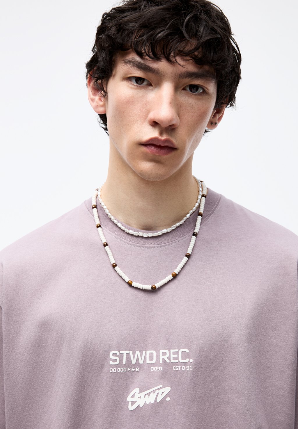 

Футболка с принтом STWD RECORDS PULL&BEAR, темно-фиолетовый