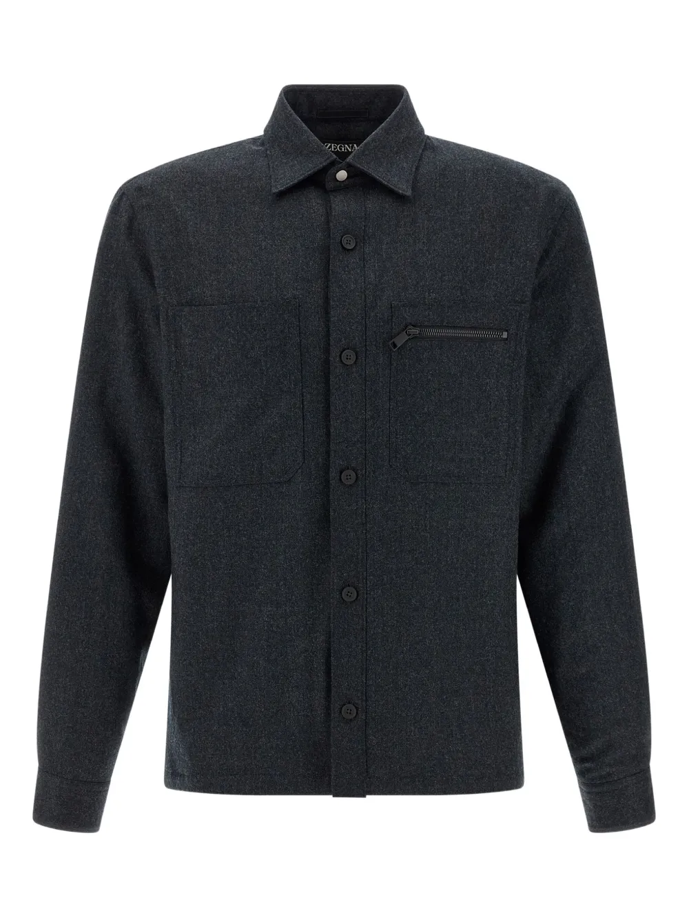 

Стеганная рубашка на пуговицах Zegna, серый
