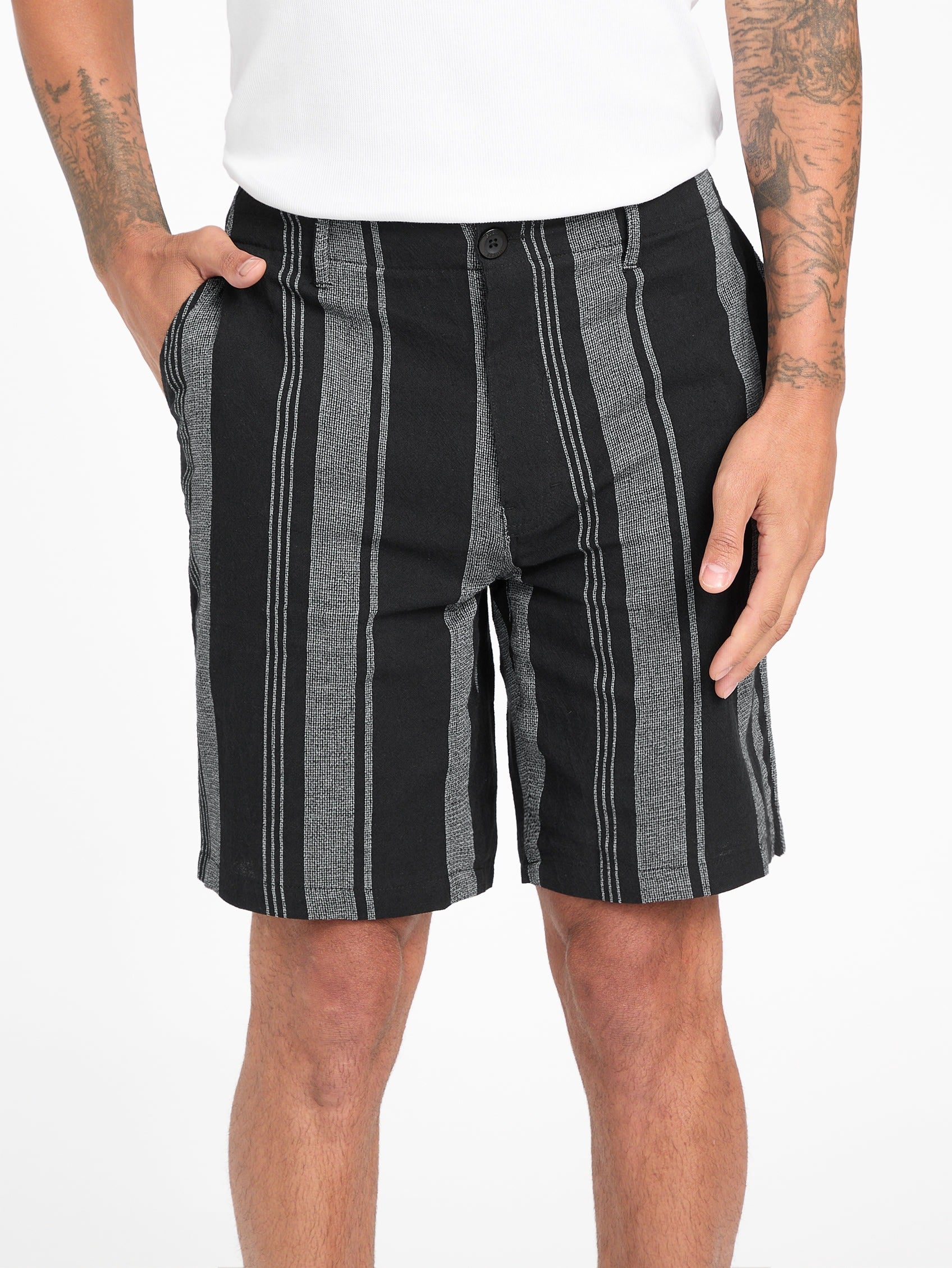 

Полосатые шорты Koven Guess Factory, цвет jet black multi