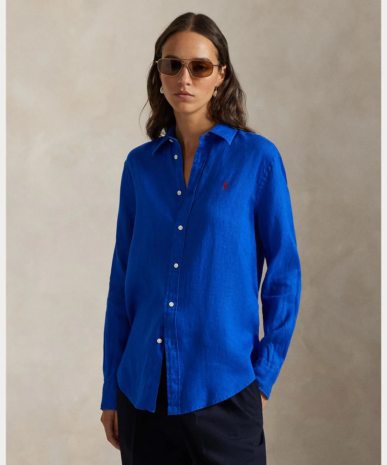 Женская рубашка POLO RALPH LAUREN классического кроя из льна