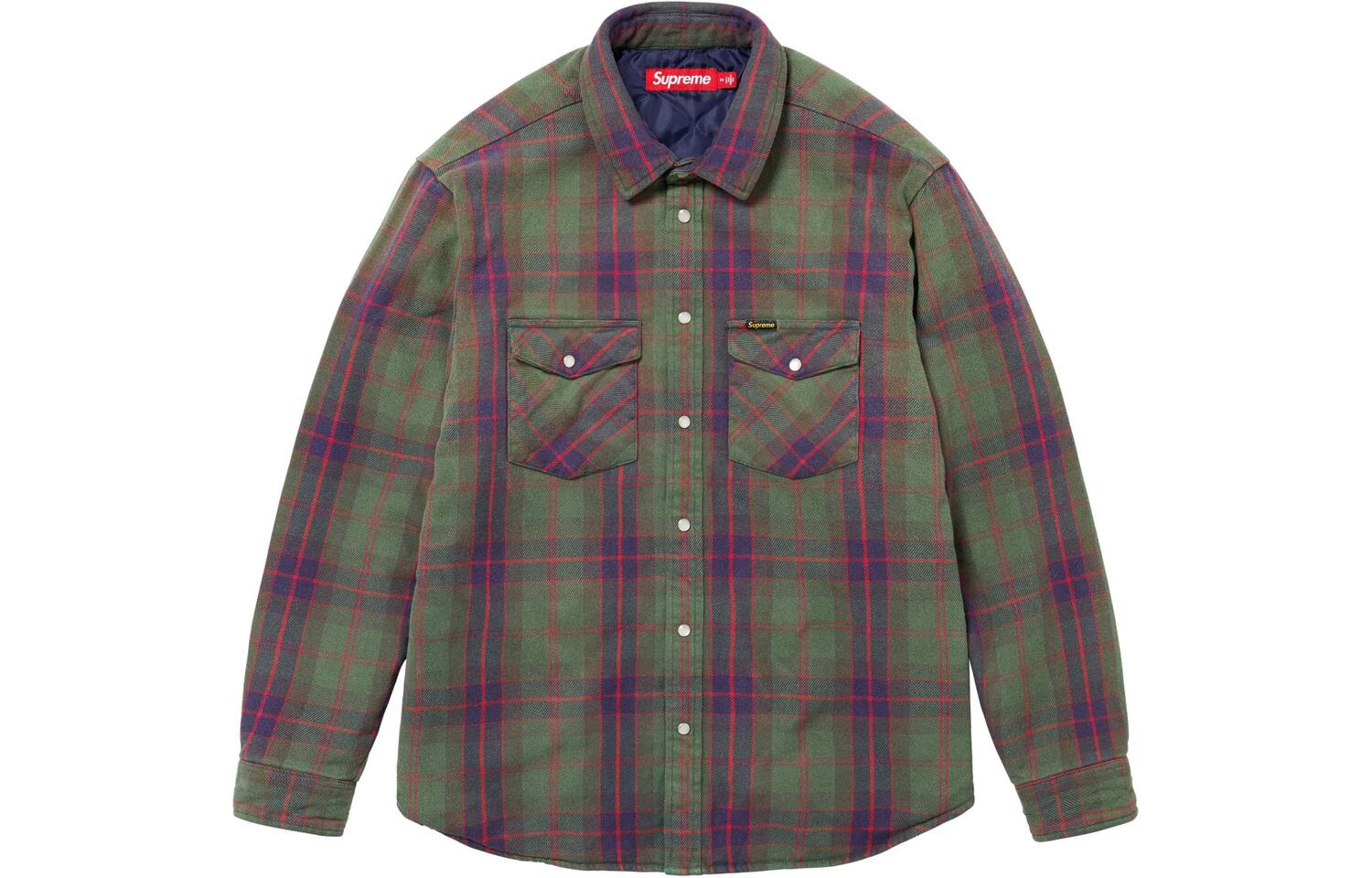 Куртка на молнии Supreme из стёганой фланели, оранжевый/оранжевый — фото 4