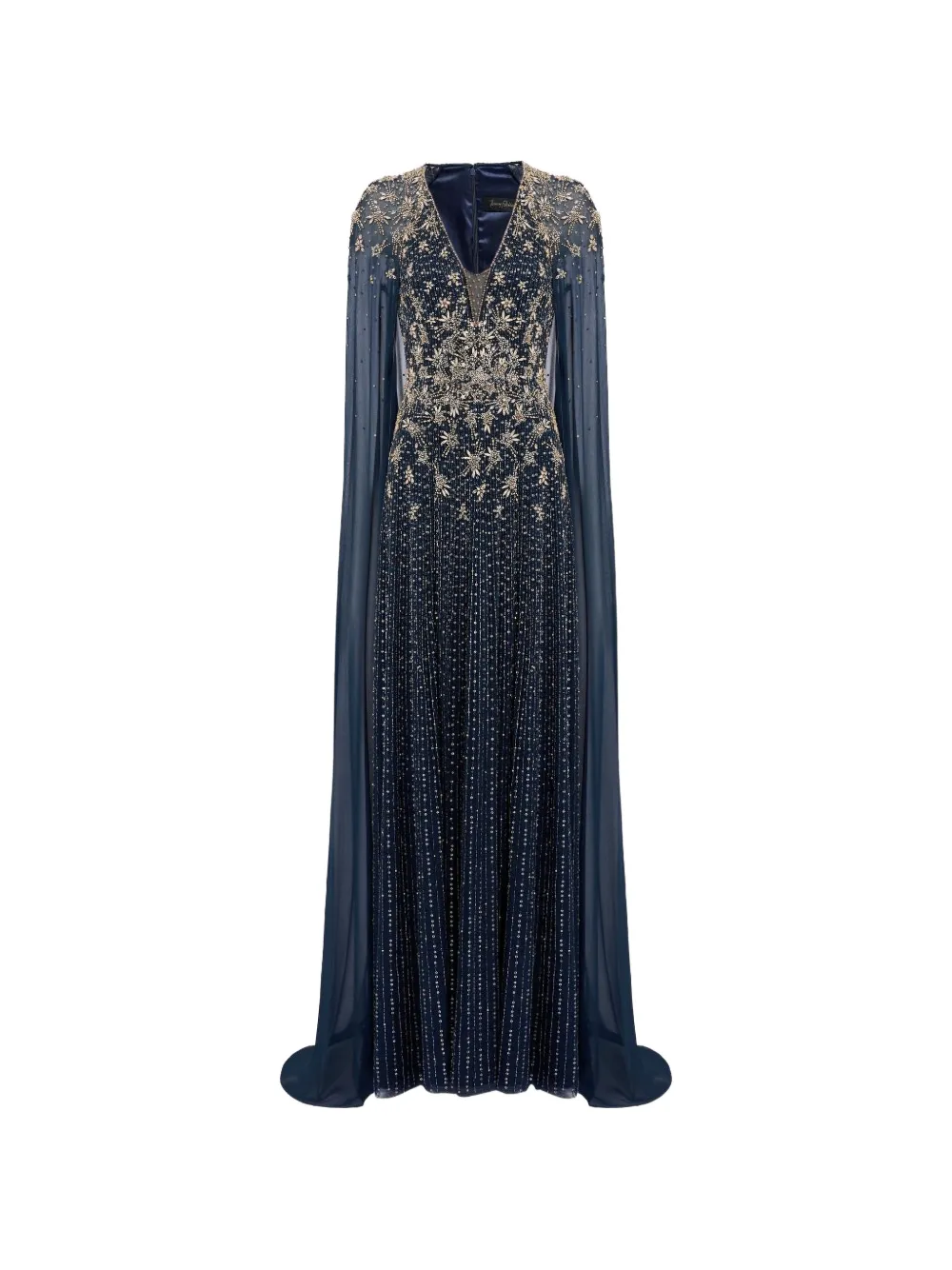 

Декорированное платье макси с кейпом Jenny Packham, синий
