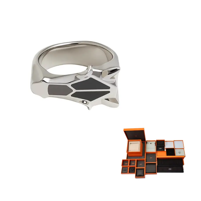 

HERMES Лаковое искусство, металлические кольца из нержавеющей стали мужские серебристые