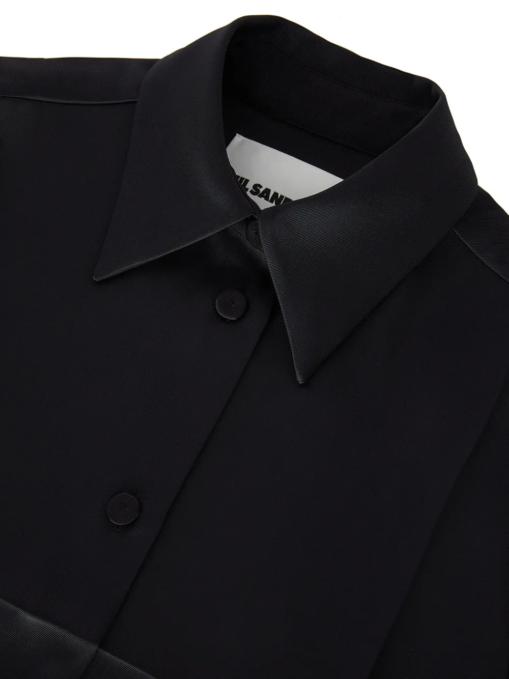 Атласная рубашка с заостренным воротником JIL SANDER, черный — фото 3