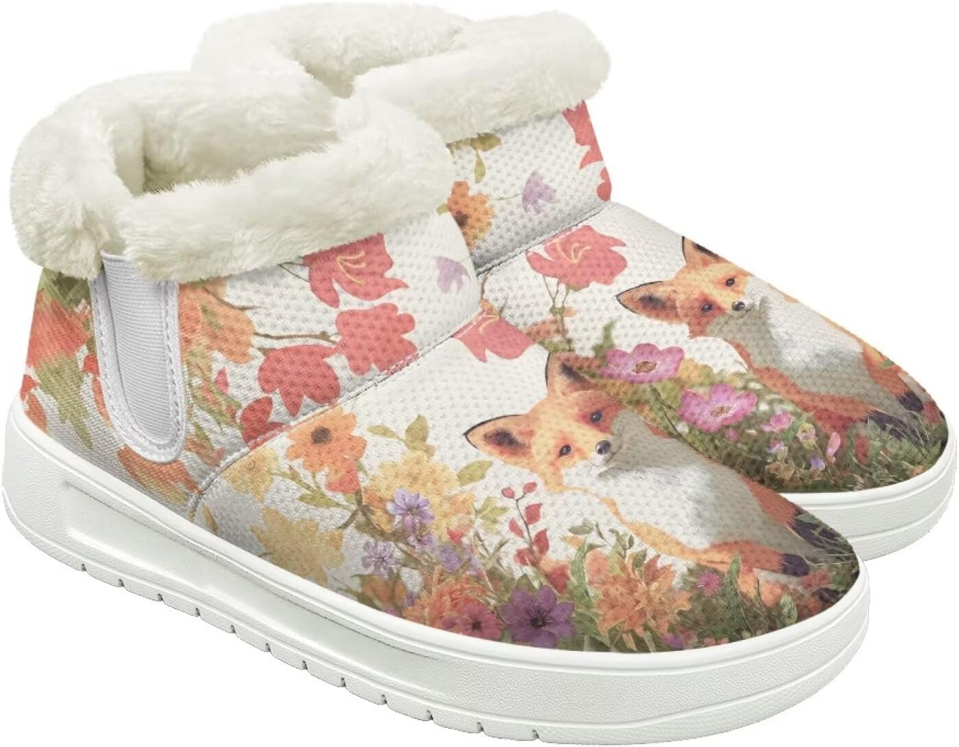 

Зимние ботинки для женщин и мужчин, пушистые снежные ботинки с флисовой подкладкой и тянущимся верхом Cugasmaru, Fox Floral