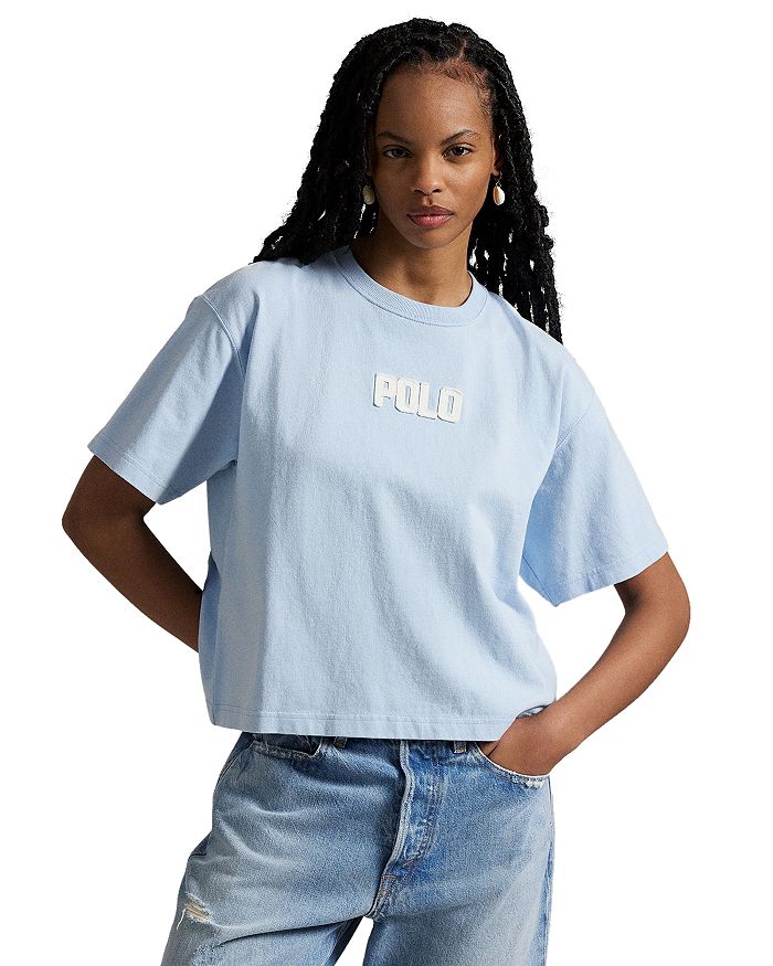 

Футболка с круглым вырезом и логотипом Lauren Ralph Lauren из хлопкового джерси Ralph Lauren, синий