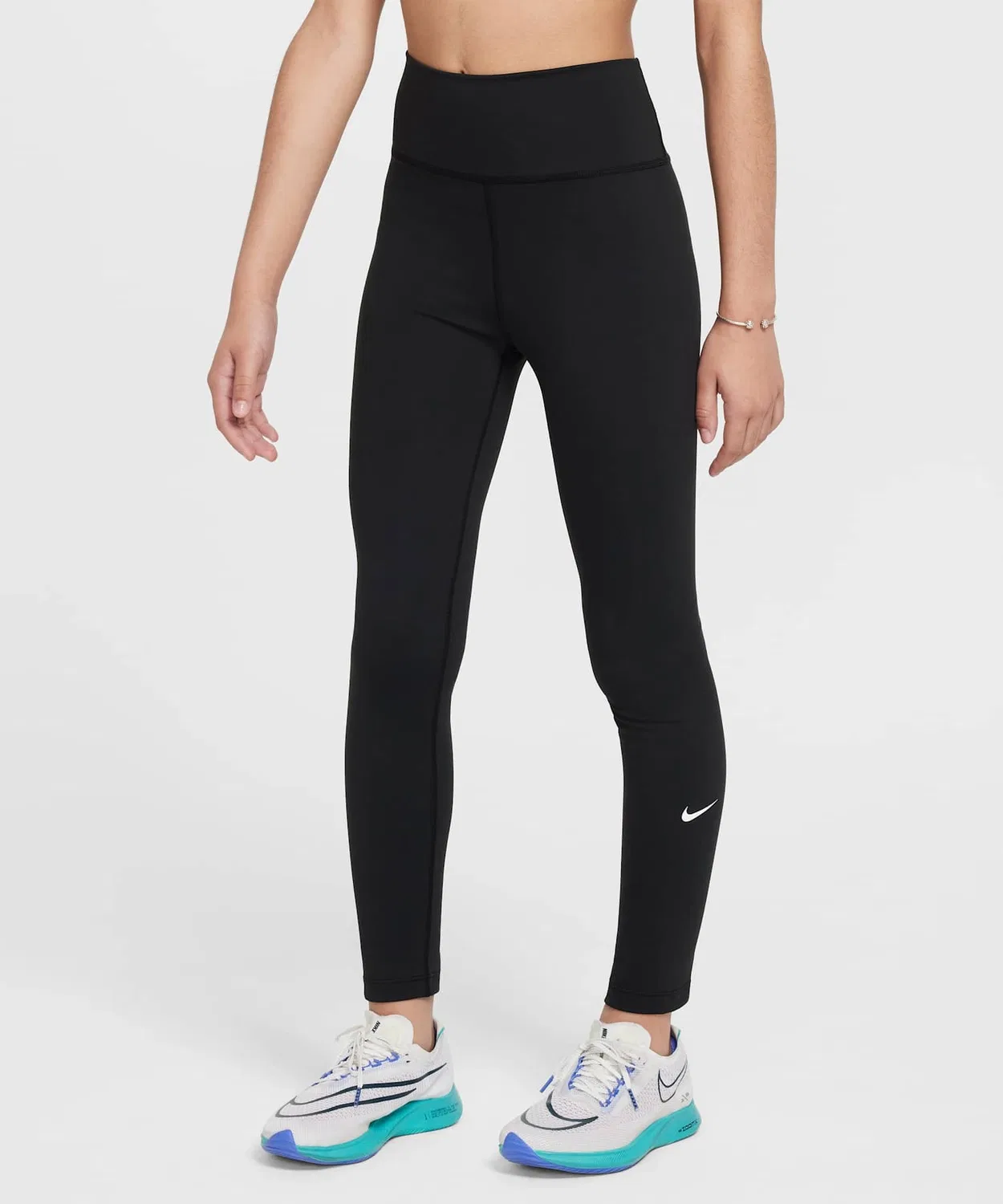 Леггинсы Nike One Dri-FIT для девочек, высокие, чёрные