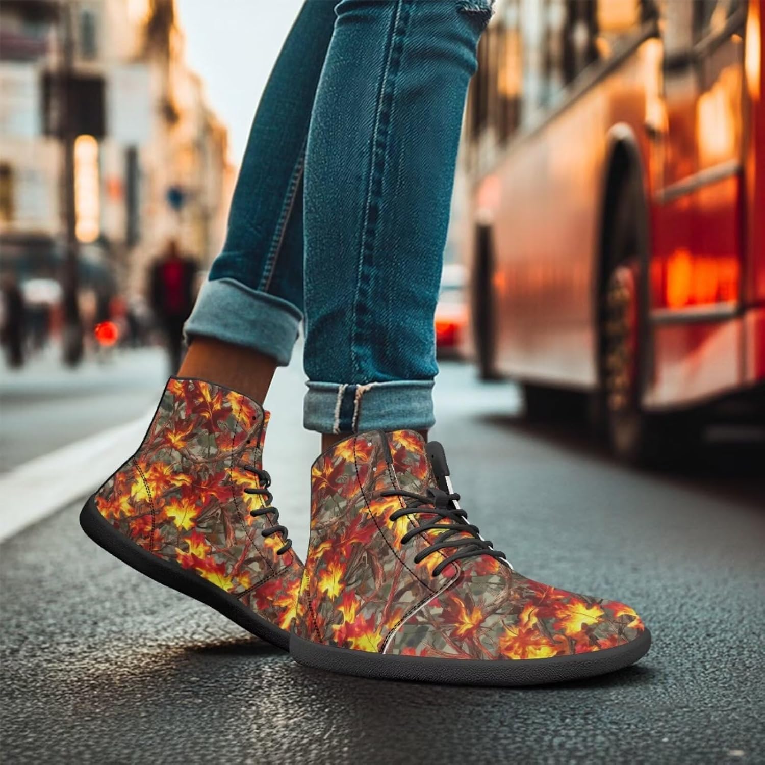 Походные ботинки Binienty Unisex Barefoot для мужчин и женщин, с широким носком, Camo Hunting Flame Leaves — фото 4