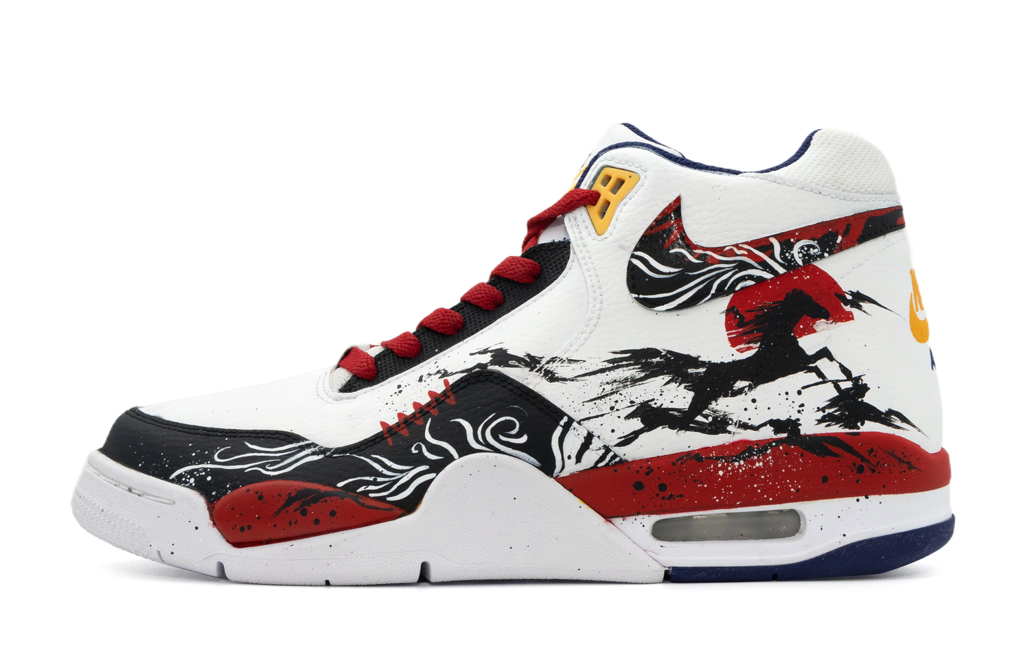 

Nike Кроссовки баскетбольные мужские Flight Legacy Ink Horse Fiery Red Abrasion Resistant Mid top Vintage бело-красные