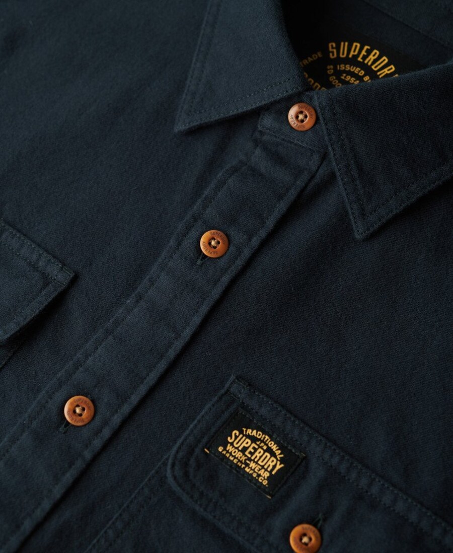 Рубашка на пуговицах классического кроя Superdry, Dark blue — фото 4