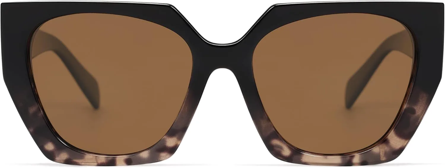 

Большие поляризованные солнцезащитные очки SOJOS для женщин, модные квадратные солнцезащитные очки от известного дизайнера SJ2205, Black Gradient Tortoise/Brown