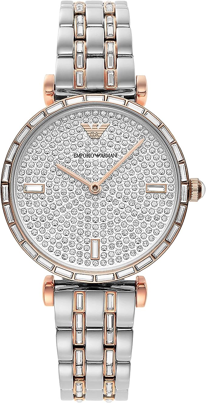 

Элегантные двухцветные часы с кристальным паве Armani Emporio