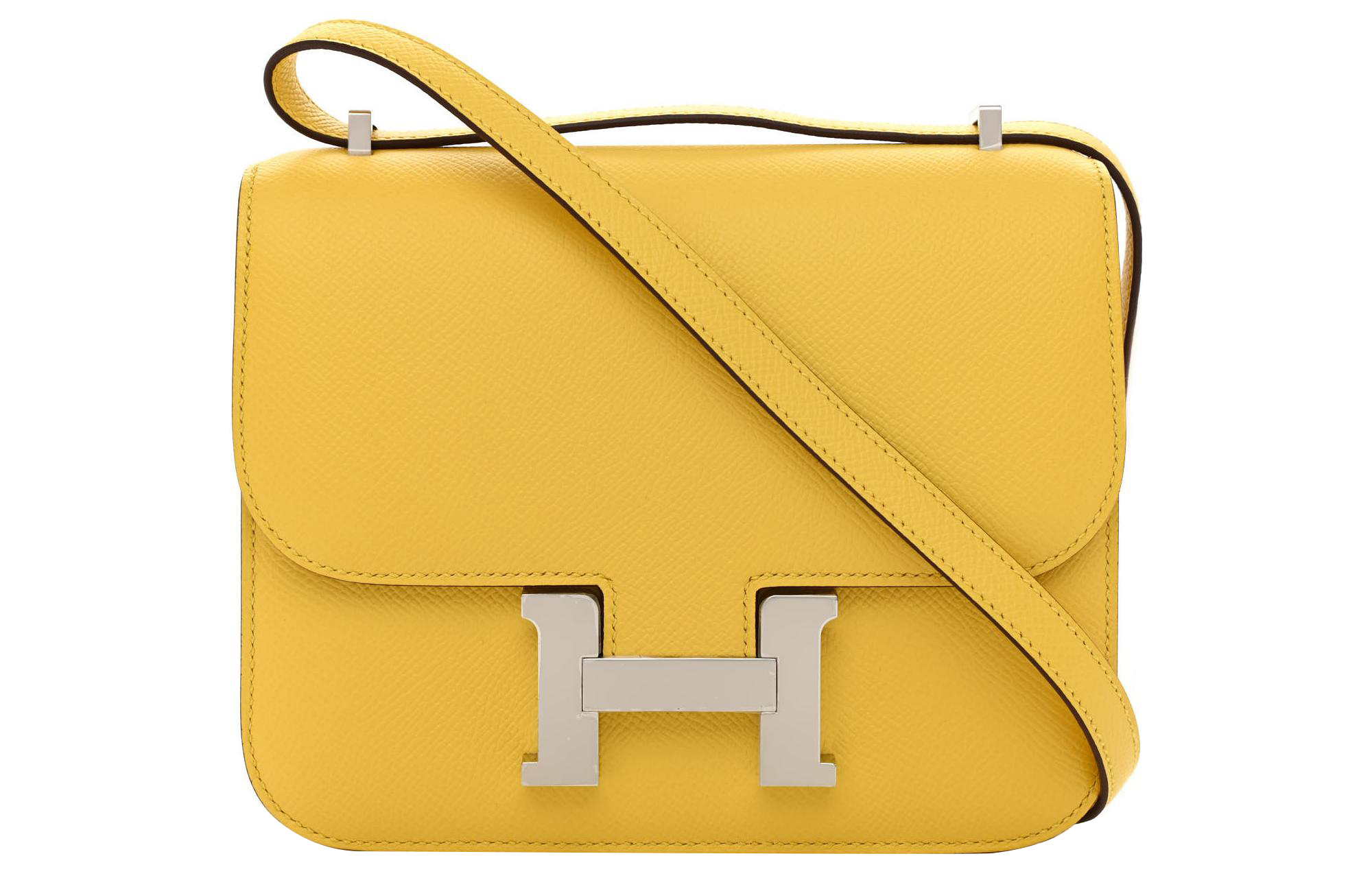 

HERMES Сумка Constance Epsom Leather через плечо, мини-сумка для женщин 9O Jaune De Naples, желтый